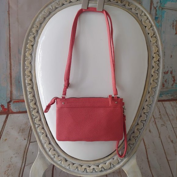 NWOT coral adjustable small purse with pockets - Picture 2 of 4